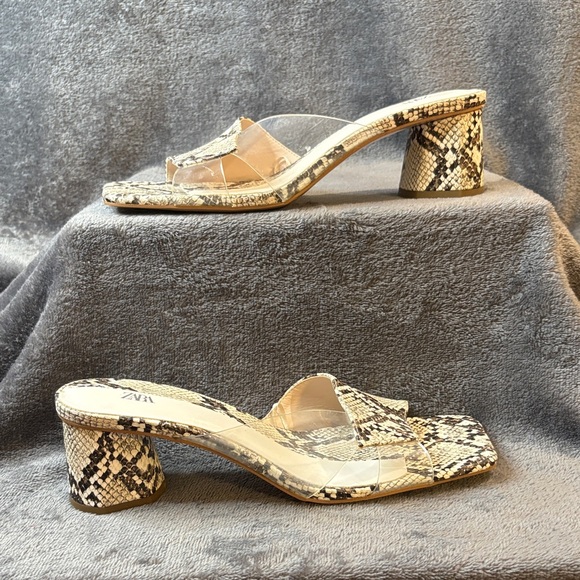 Zara Women's Snakeskin Mules - Black and Cream - Picture 3 of 10